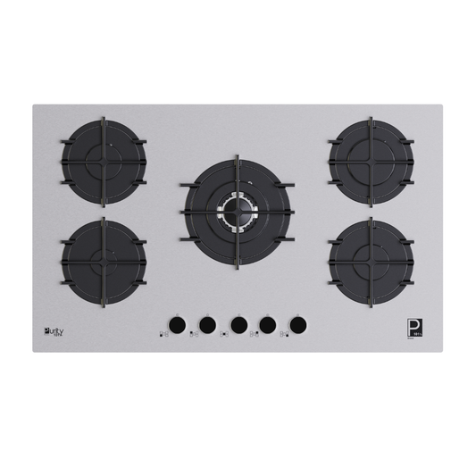 بيورتى مسطح غاز 90سم 5 شعلة استانلس ابيض HPT911S – Gas Hob 5 Eyes Heavy Duty Grids